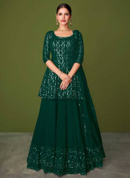 Dark Green Colour Sayuri Murad 148 Colour Heavy Festive Wear Georgette Designer Salwar Suits Collection 148-E